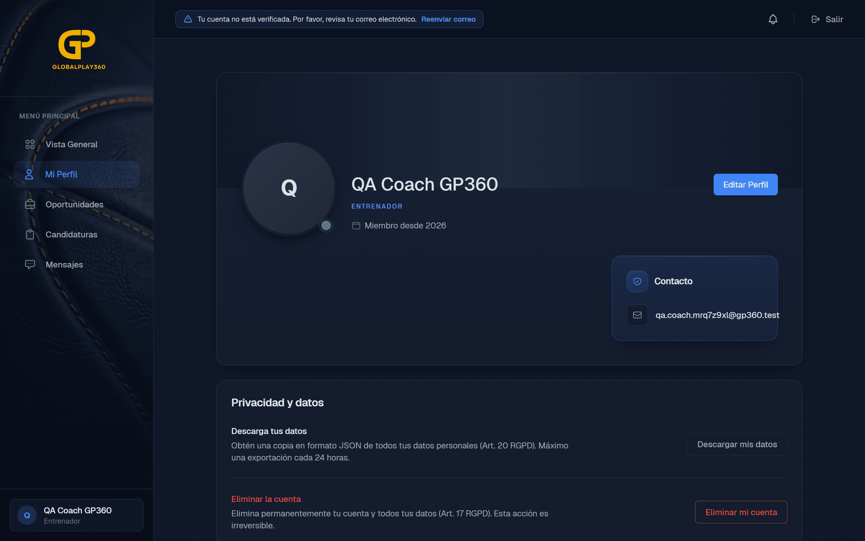 Privacidad en el perfil